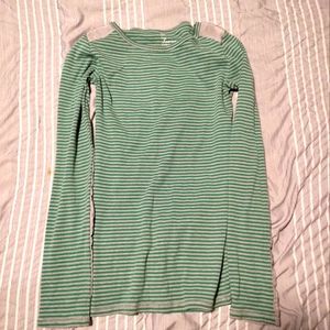 Gap Girls XS Grey/green striped shirt convertable sleeve